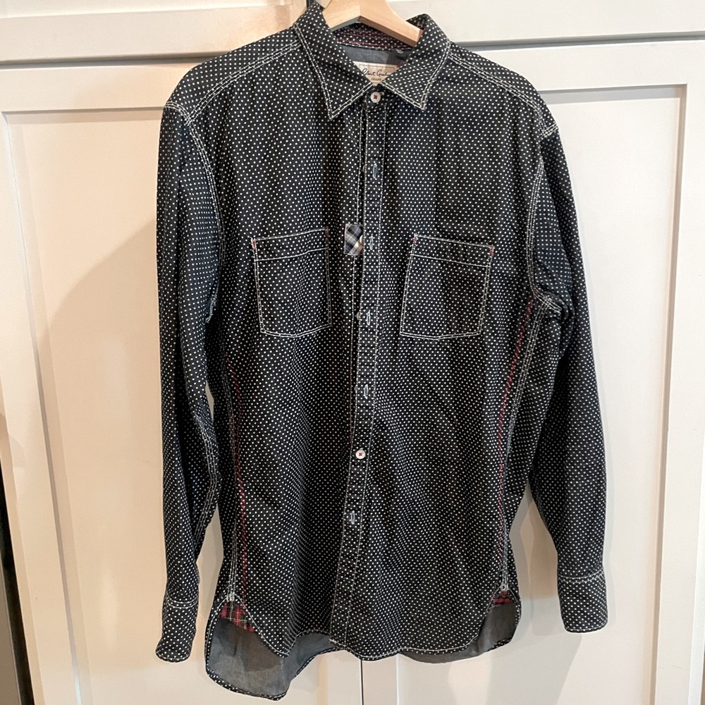 Robert Graham - men’s large - Navy with white polka dots, red stitch detail